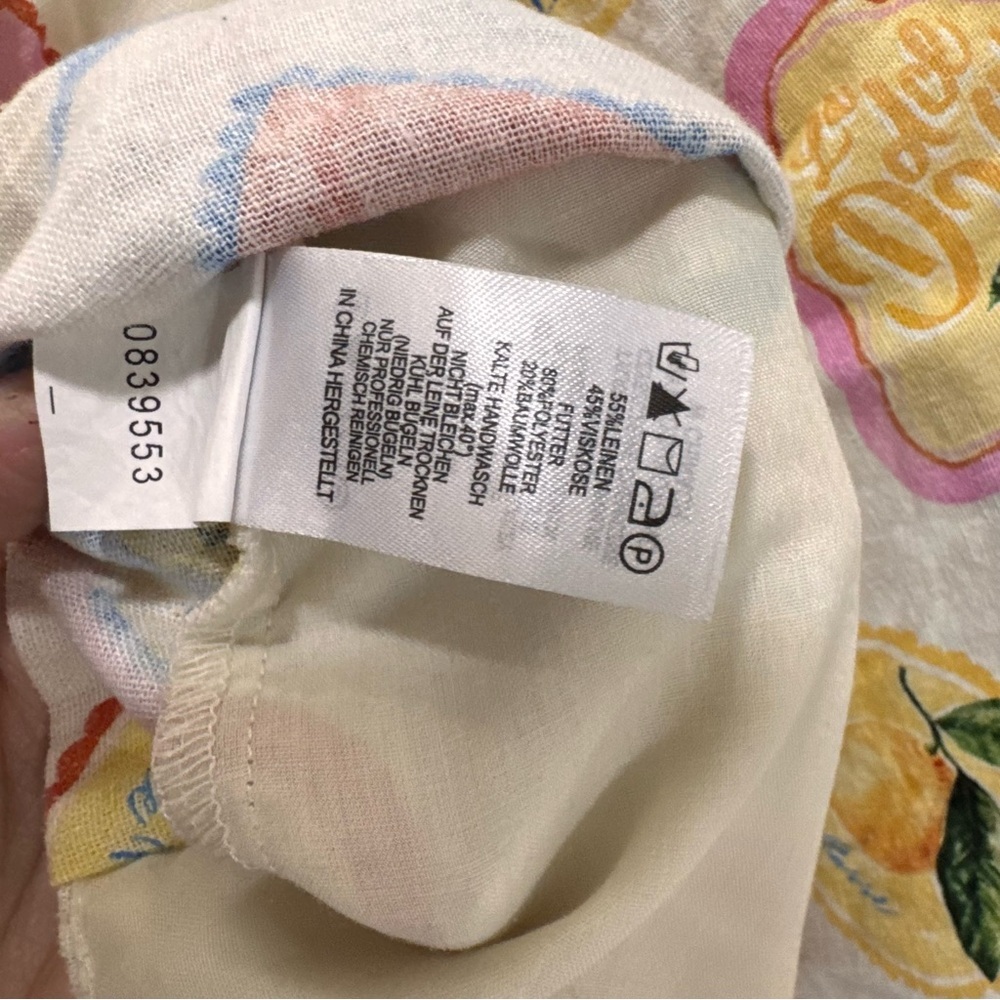 JOIE Women's Lemon Print Linen Blend Tie Front Button Top size M - Picture 9 of 9